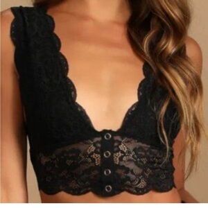 Intimately Free People Heartbreaker Black Lace Brami Bralette sz XS Tp